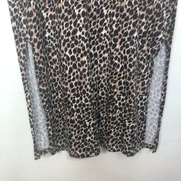 J. Crew Cotton Midi Tank Dress Leopard Cheetah Print Side Slits Small - Picture 5 of 8